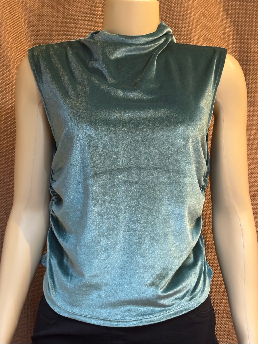 a new day Teal Sleeveless Velvet Mock Neck Tank